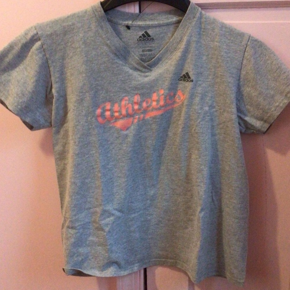 Adidas fitness tee pink and gray